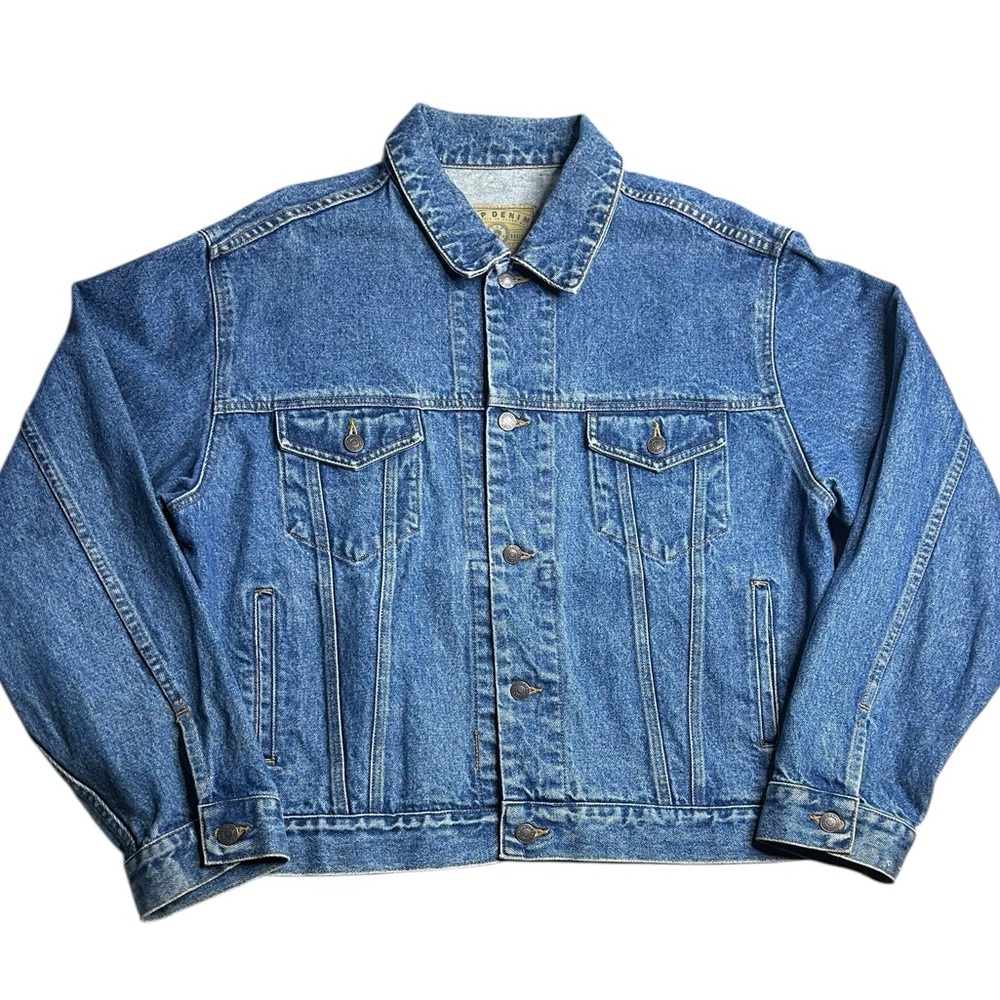 Vintage GAP Denim Trucker‎ Jacket Men’s XL Blue 100% Cotton Made in Indonesia